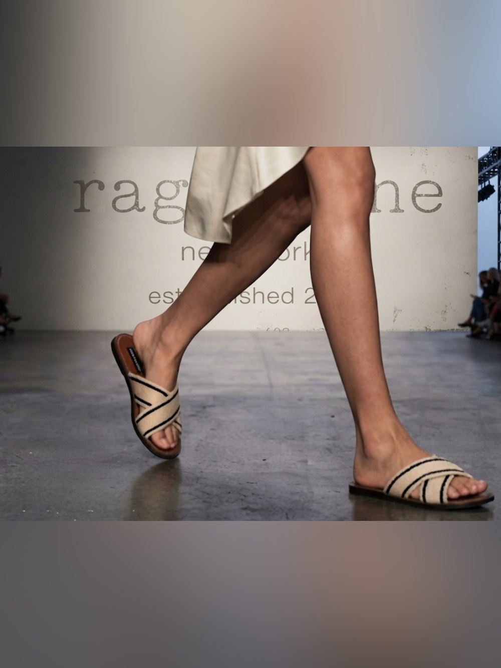 Authentic rag & bone signature designer canvas slide sandals sz 8.5 Euro 38.5